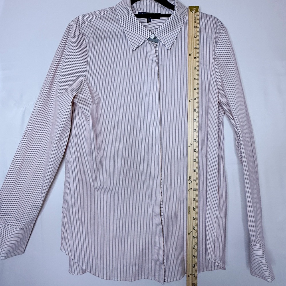 Lafayette 148 New York Striped Stretch Cotton Button Down Shirt S Quiet Luxury - Picture 4 of 9